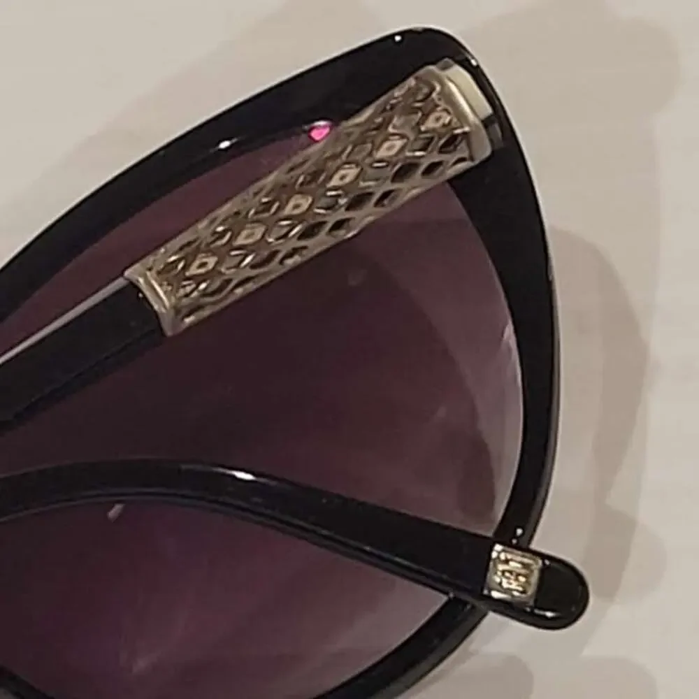 Cinzia Sunglasses Co Star Col.01 Black Silver Cat Eye Frames  Purple Lenses